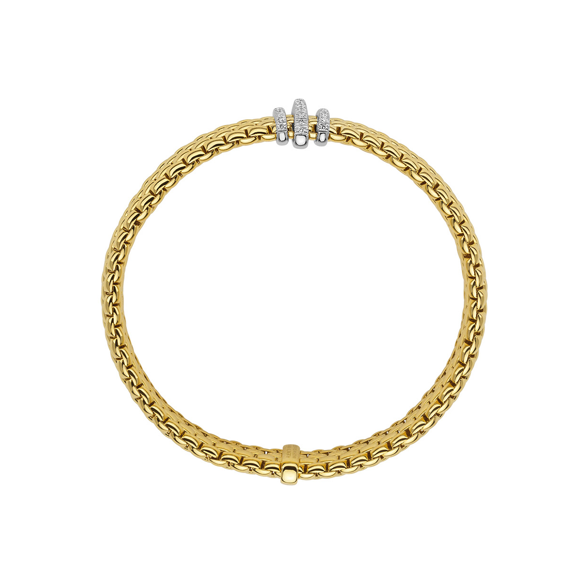 Panorama 18ct Yellow Gold Triple Pavé Diamond Rondel Bracelet