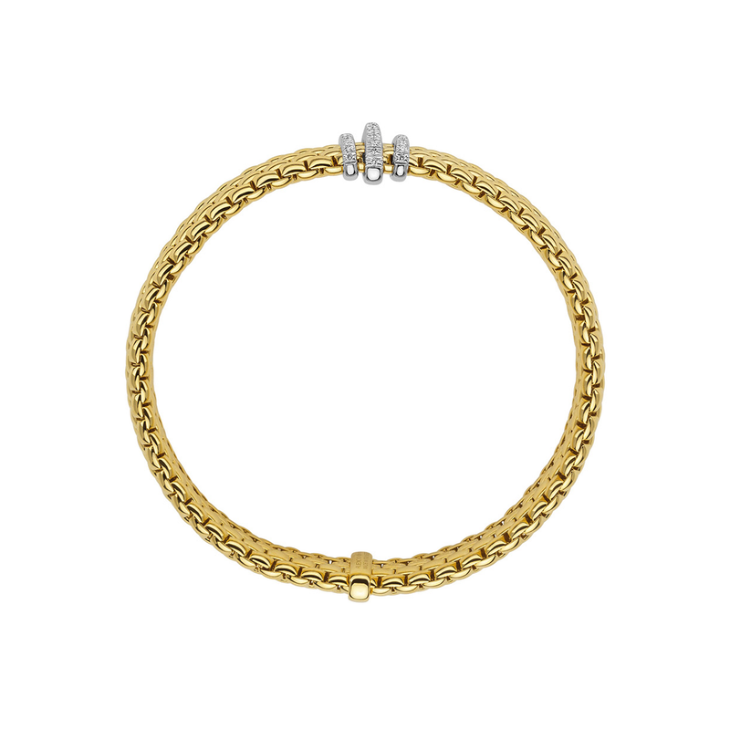 Panorama 18ct Yellow Gold Triple Pavé Diamond Rondel Bracelet