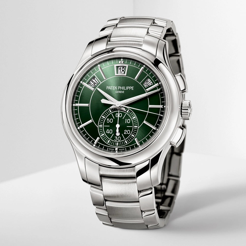 Patek Philippe Complications Flyback Chronograph Annual Calendar Green Dial Watch - Berry's Jewellers
