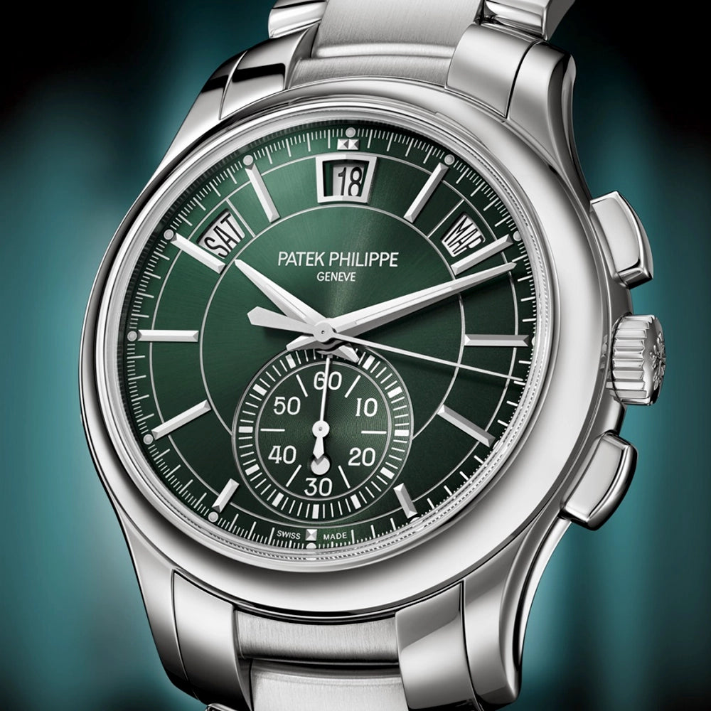 Patek Philippe Complications Flyback Chronograph Annual Calendar Green Dial Watch - Berry's Jewellers