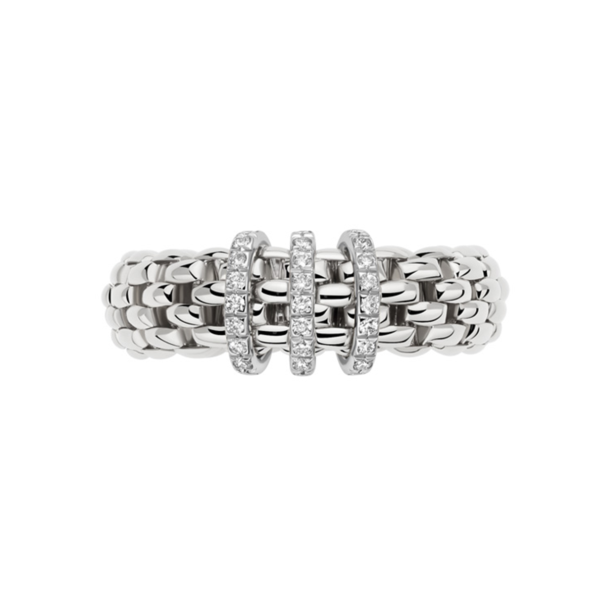 Vendôme 18ct White Gold Ring With Three Diamond Set Rondels