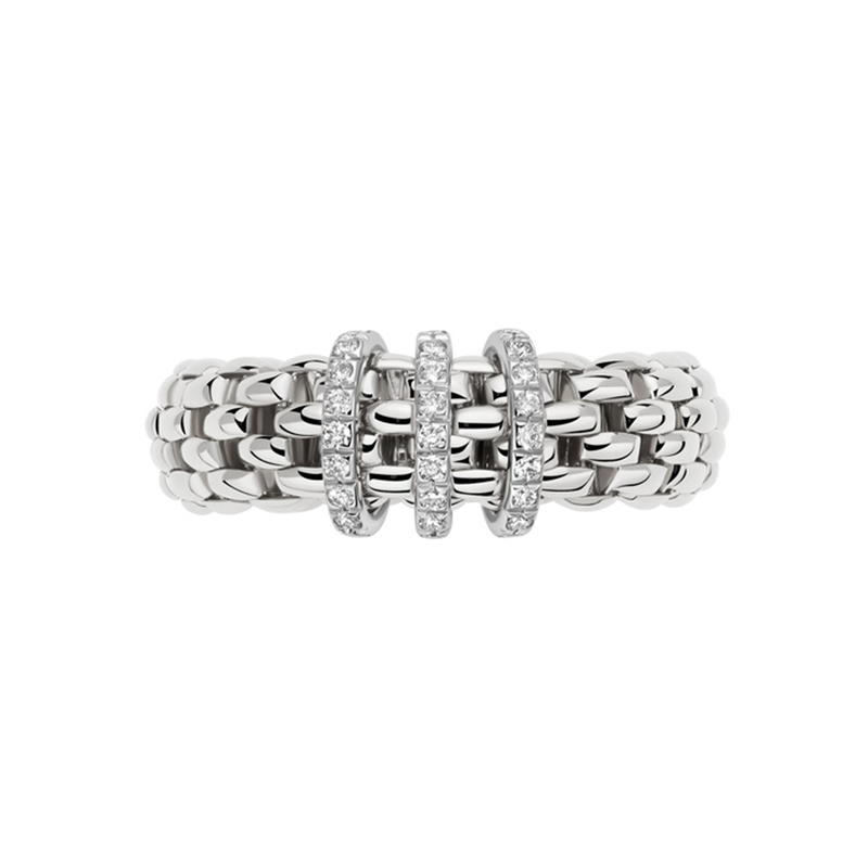 Vendôme 18ct White Gold Ring With Three Diamond Set Rondels