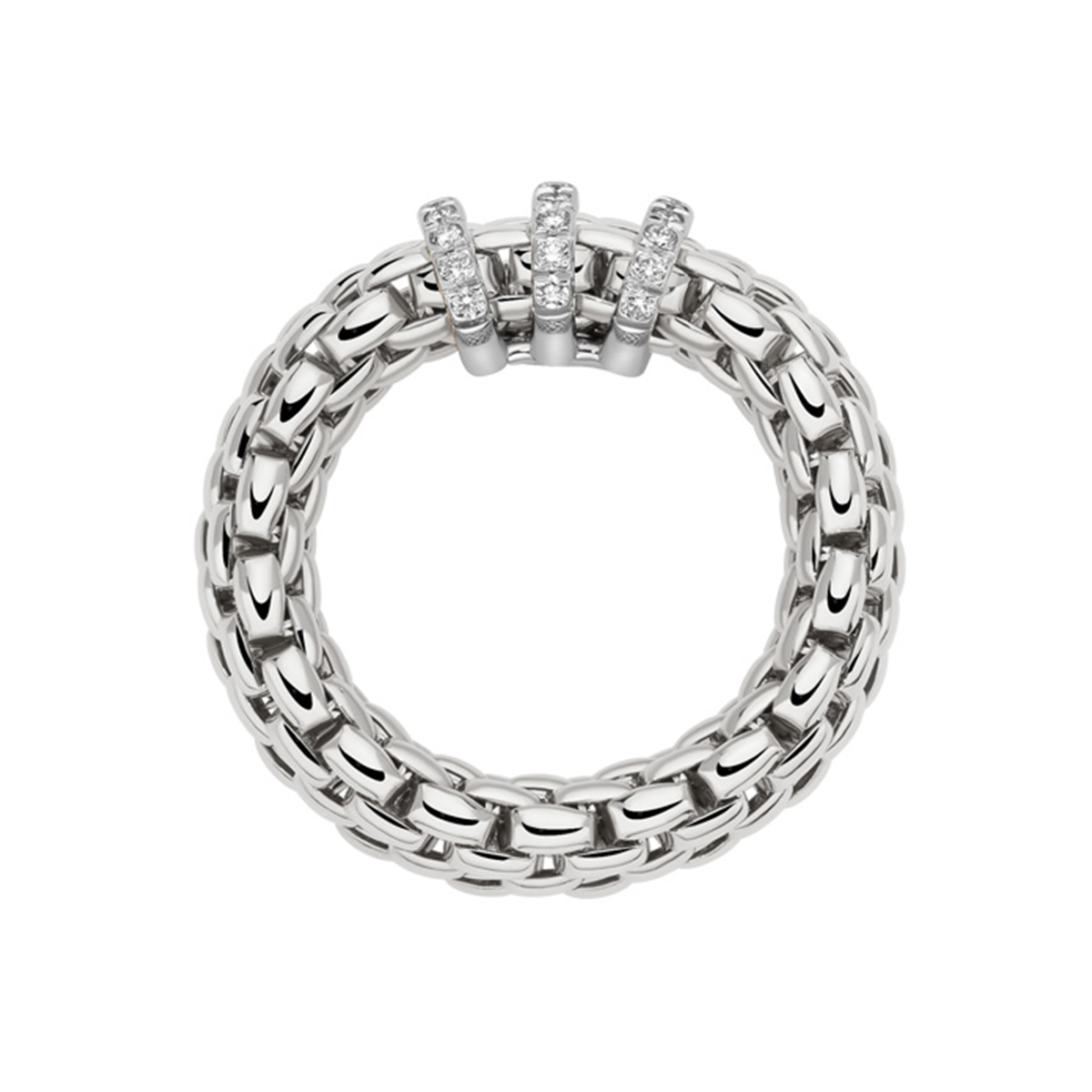 Vendôme 18ct White Gold Ring With Three Diamond Set Rondels