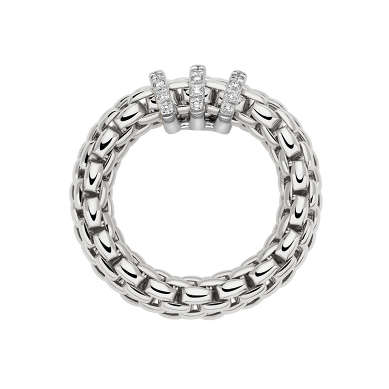 Vendôme 18ct White Gold Ring With Three Diamond Set Rondels