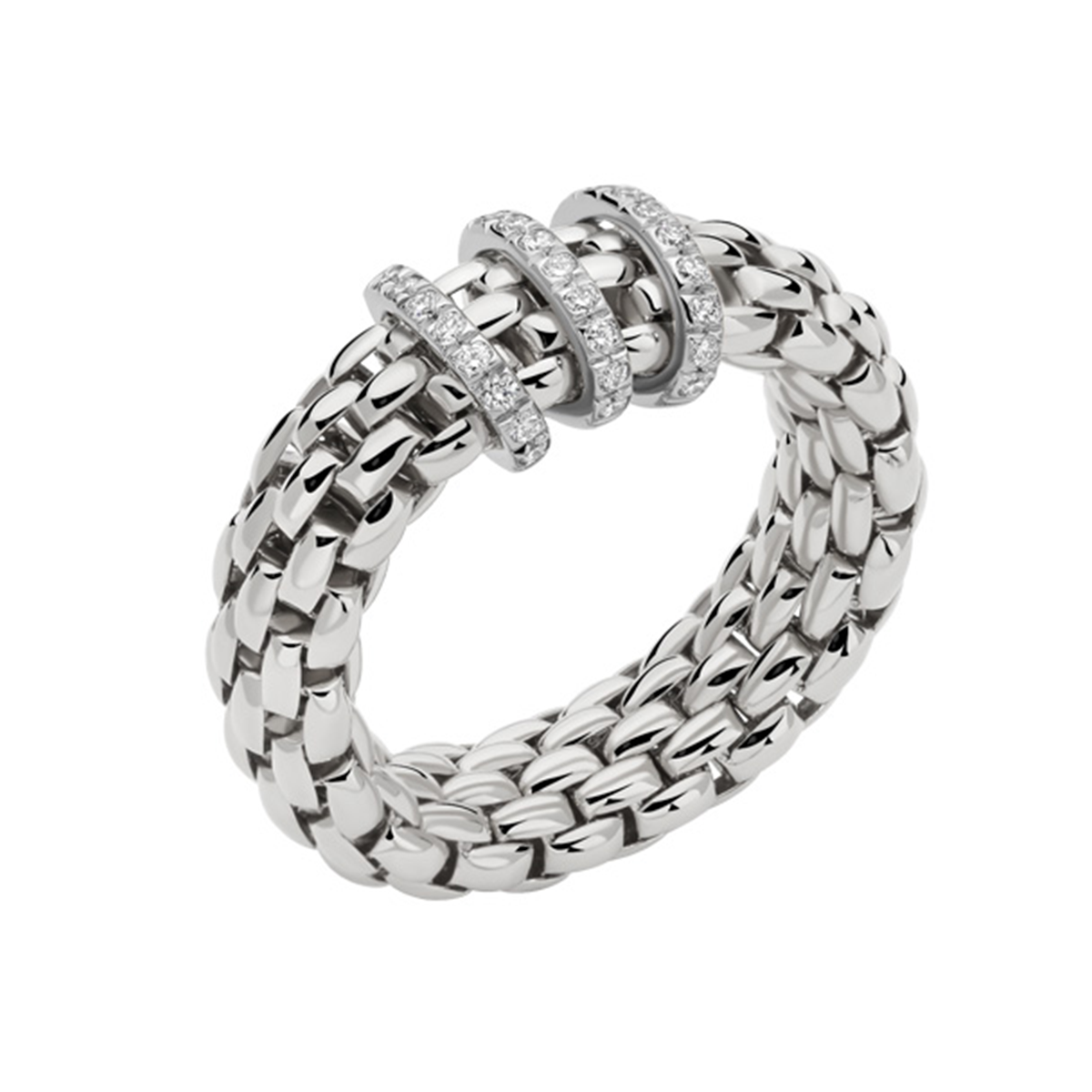 Vendôme 18ct White Gold Ring With Three Diamond Set Rondels