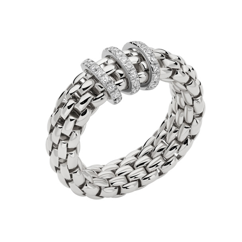 Vendôme 18ct White Gold Ring With Three Diamond Set Rondels