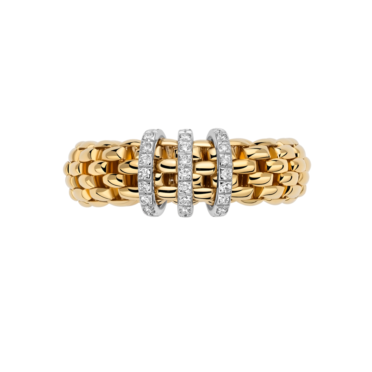 Vendôme 18ct Yellow Gold Ring With Three Diamond Set Rondels