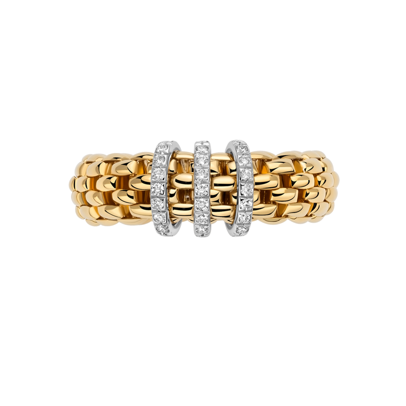 Vendôme 18ct Yellow Gold Ring With Three Diamond Set Rondels