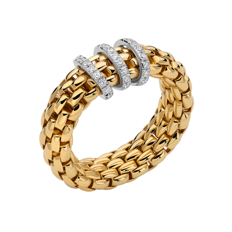 Vendôme 18ct Yellow Gold Ring With Three Diamond Set Rondels