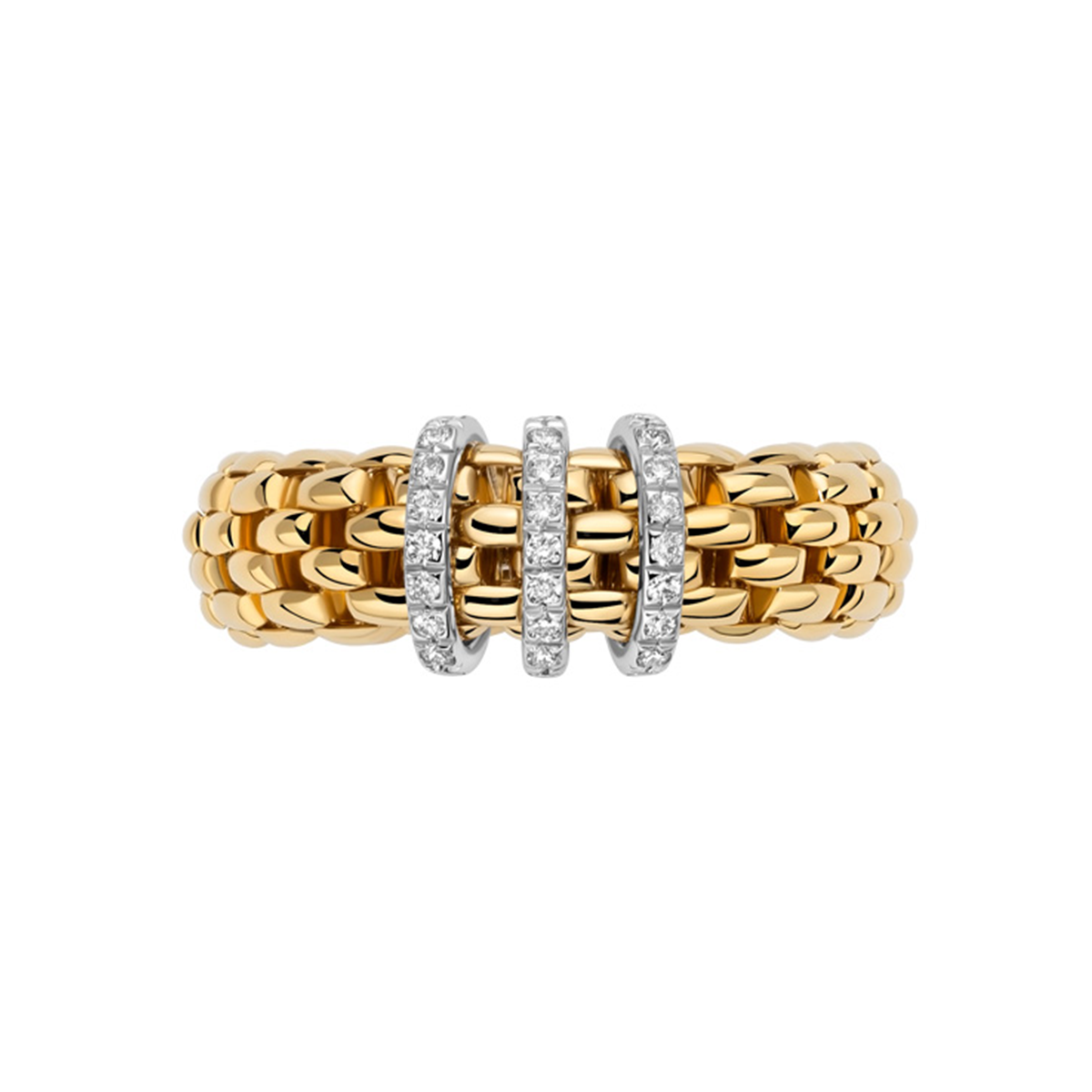 Vendôme 18ct Yellow Gold Ring With Three Diamond Set Rondels