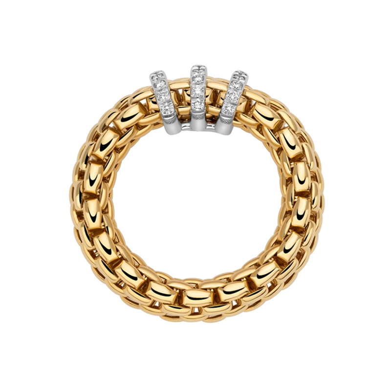 Vendôme 18ct Yellow Gold Ring With Three Diamond Set Rondels