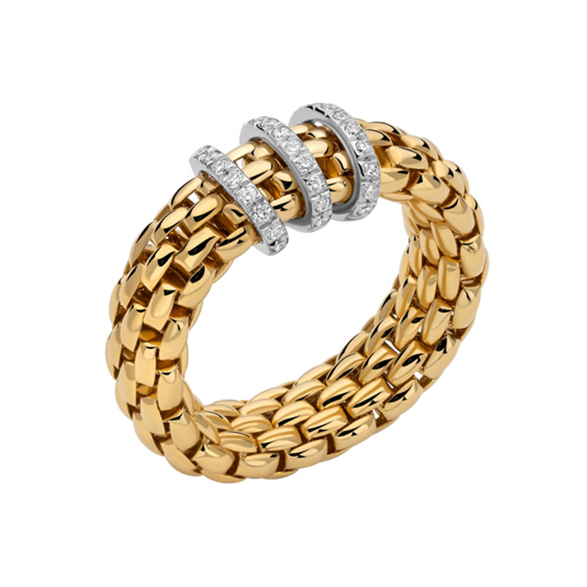 Vendôme 18ct Yellow Gold Ring With Three Diamond Set Rondels