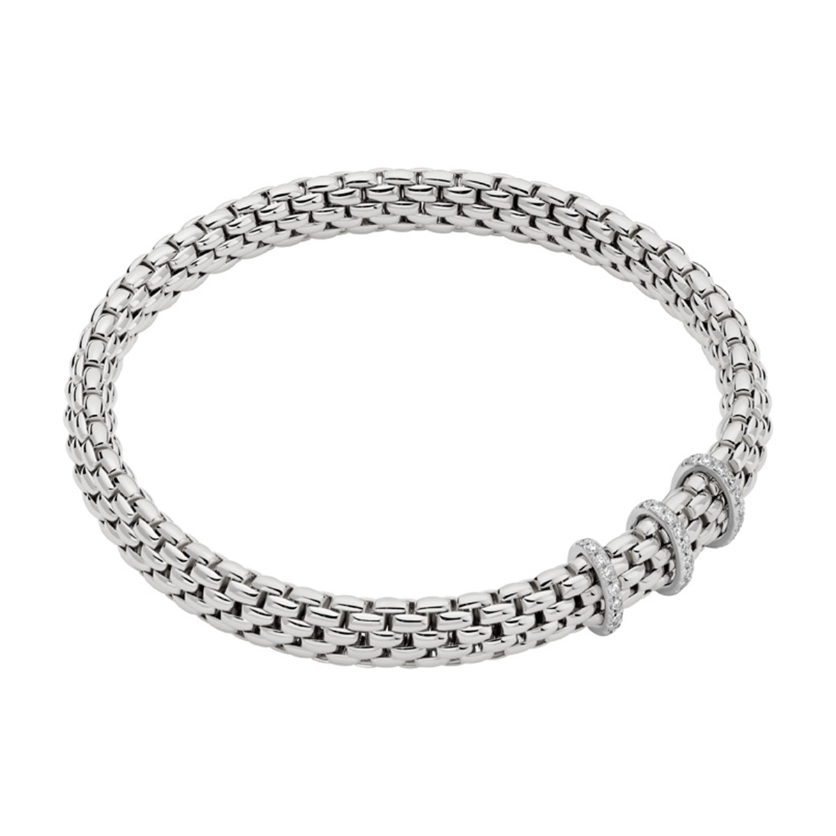 Vendôme 18ct White Gold Bracelet With Three Diamond Set Rondels
