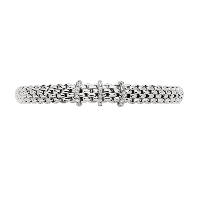 Vendôme 18ct White Gold Bracelet With Three Diamond Set Rondels