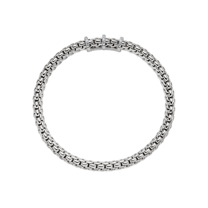 Vendôme 18ct White Gold Bracelet With Three Diamond Set Rondels