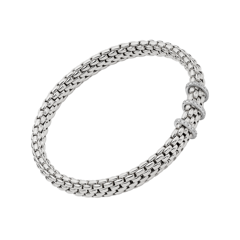 Vendôme 18ct White Gold Bracelet With Three Diamond Set Rondels