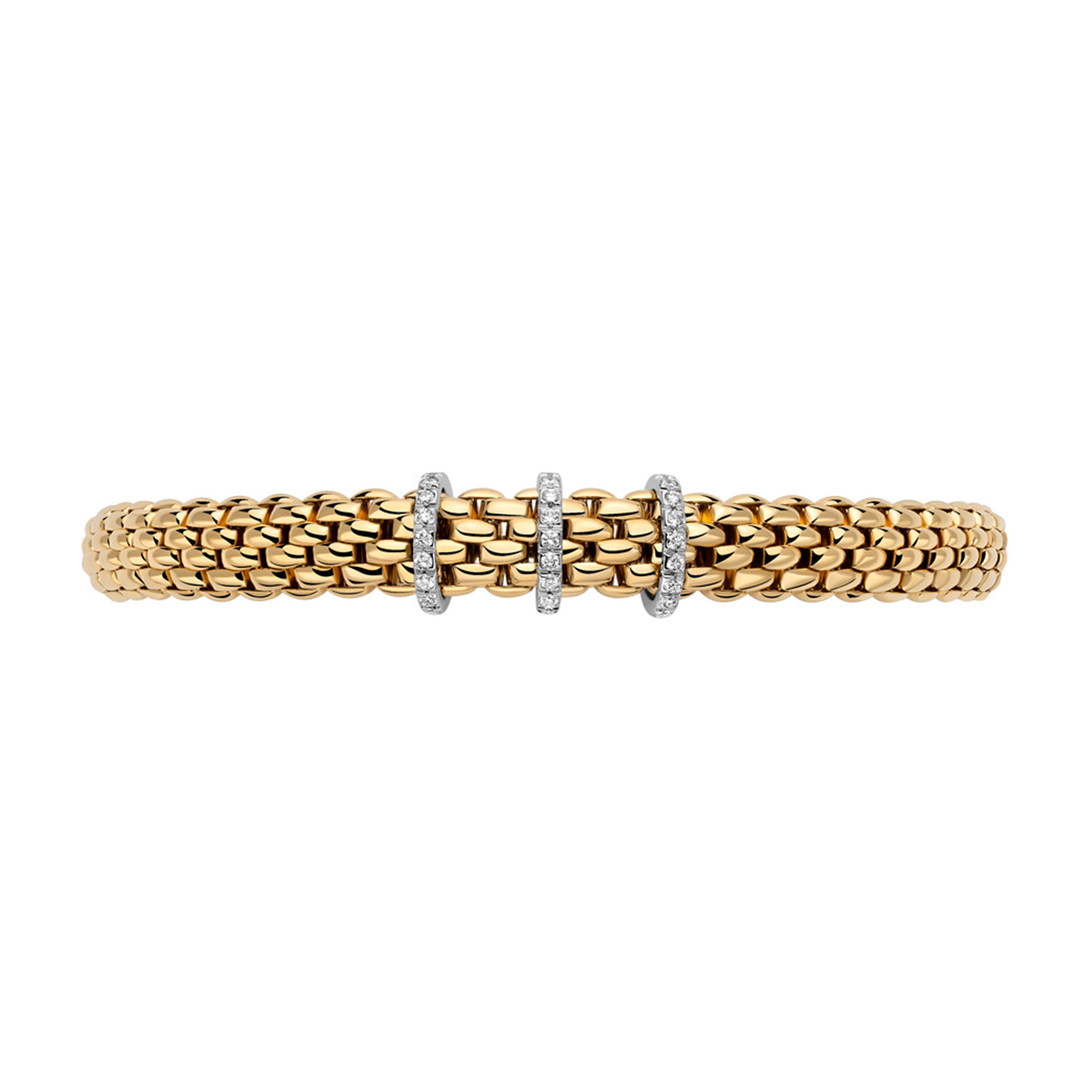 Vendôme 18ct Yellow Gold Bracelet With Three Diamond Set Rondels