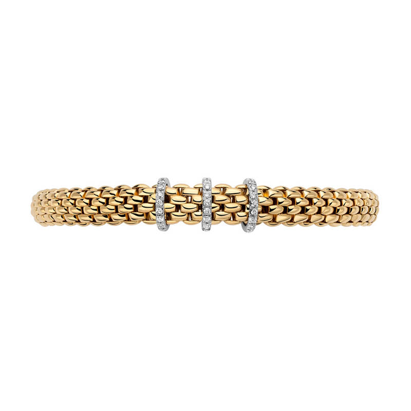 Vendôme 18ct Yellow Gold Bracelet With Three Diamond Set Rondels
