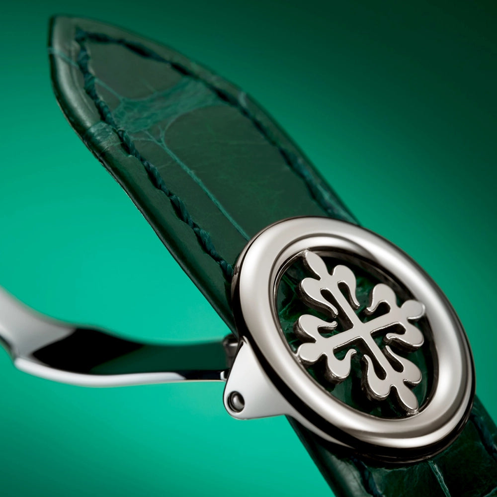 Patek Philippe Complications World Time Flyback Chronograph Platinum Green Dial Watch - Berry's Jewellers