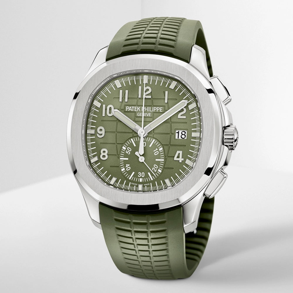 Aquanaut Chronograph 42.2mm 18ct White Gold Khaki Green Dial Watch 5968G-010