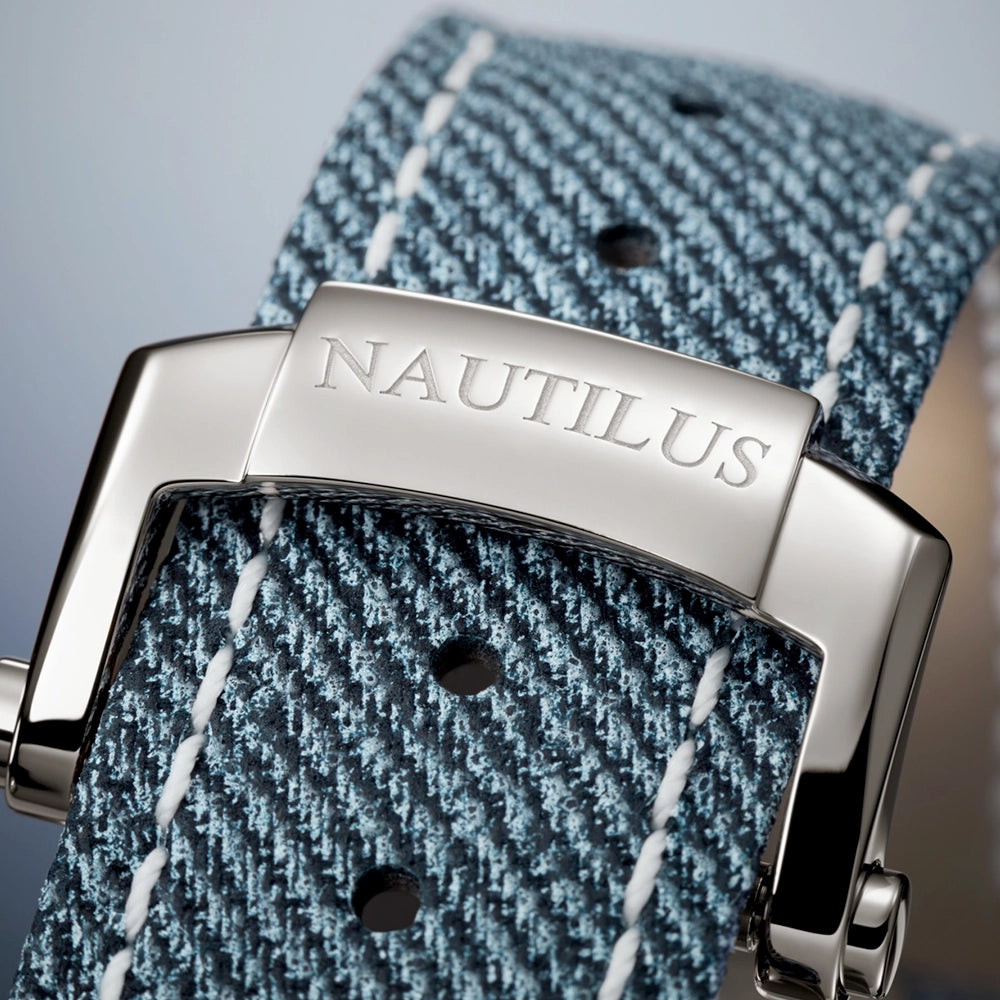 Patek Philippe Nautilus Flyback Chronograph 18ct White Gold Denim Strap Watch - Berry's Jewellers
