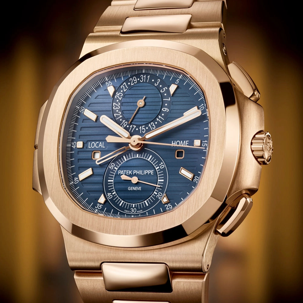 Nautilus Flyback 18ct Rose Gold Travel Time Chronograph Watch 5990/1R-001