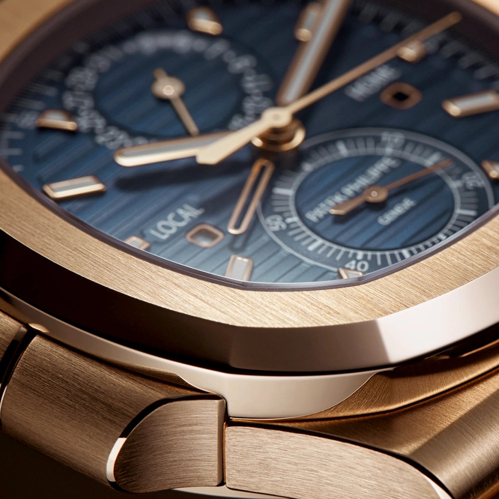 Nautilus Flyback 18ct Rose Gold Travel Time Chronograph Watch