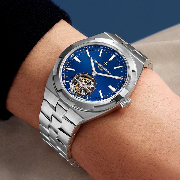 Vacheron Constantin Overseas Tourbillon Steel Sunray Blue Dial Mens Automatic Watch - Berry's Jewellers