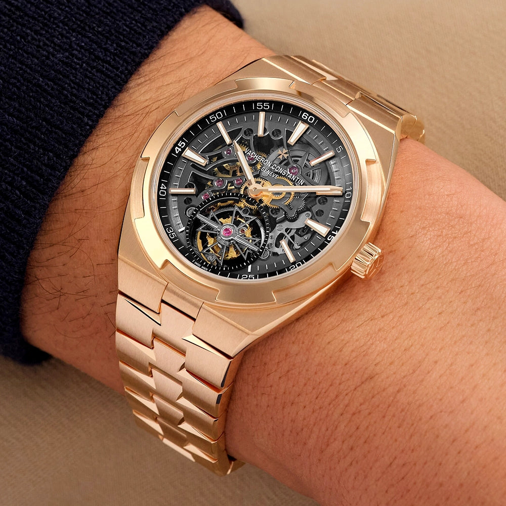 Vacheron Constantin Overseas Tourbillon 18ct Rose Gold Skeleton Dial Automatic Watch - Berry's Jewellers