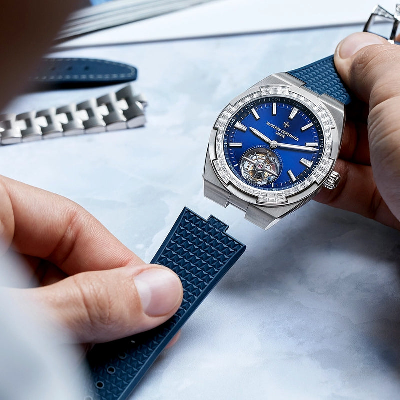 Vacheron Constantin Overseas Tourbillon High Jewellery Blue Dial Diamond Set Watch - Berry's Jewellers