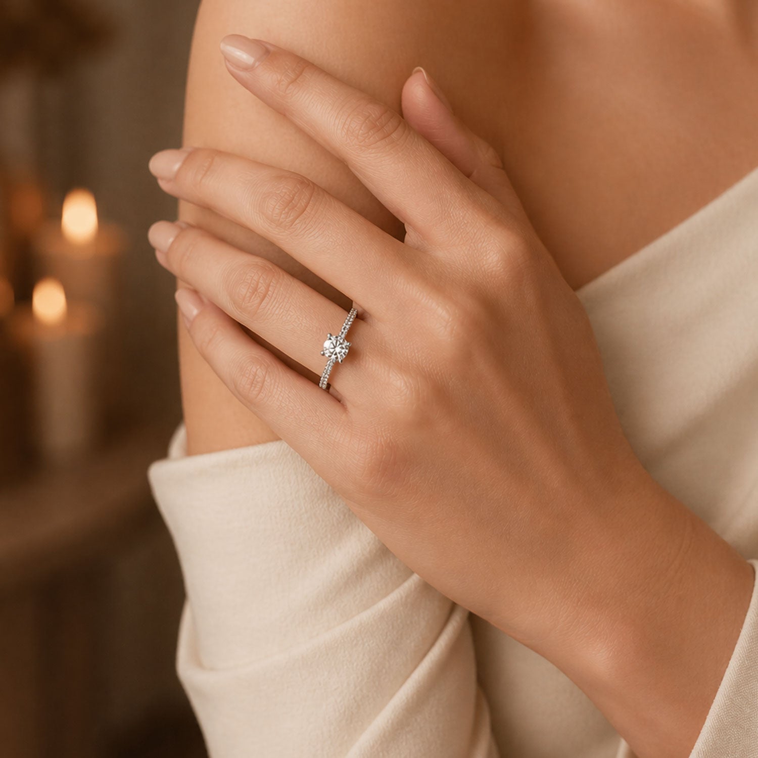 Berry's Simply Solitaire Collection Platinum Set Diamond Solitaire Engagement Ring With Diamond Shoulders GIA Certified 0