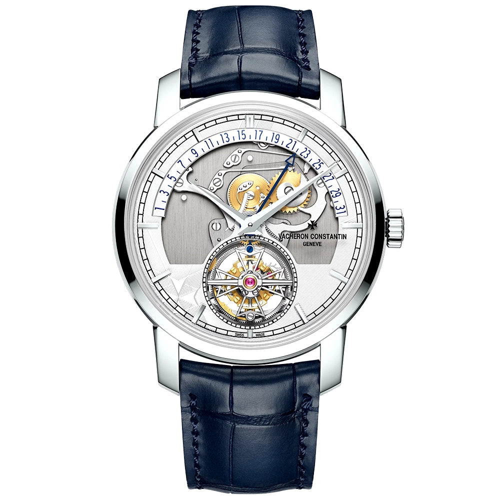 Vacheron Constantin Traditionnelle Tourbillon Retrograde Date Openface Platinum Watch - Berry's Jewellers