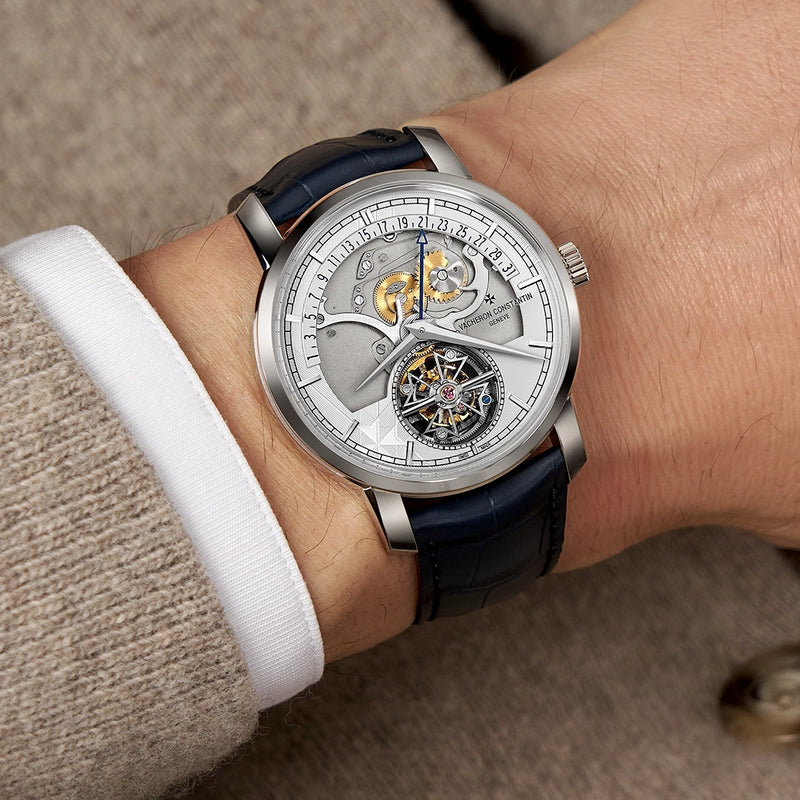 Vacheron Constantin Traditionnelle Tourbillon Retrograde Date Openface Platinum Watch - Berry's Jewellers
