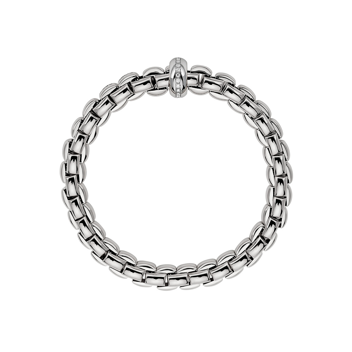 FOPE Eka 18ct White Gold Bracelet With Diamond Set Rondel - Berry's Jewellers