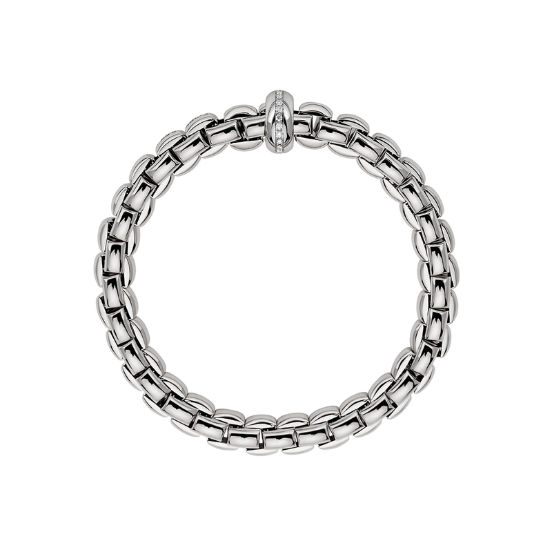 FOPE Eka 18ct White Gold Bracelet With Diamond Set Rondel - Berry's Jewellers
