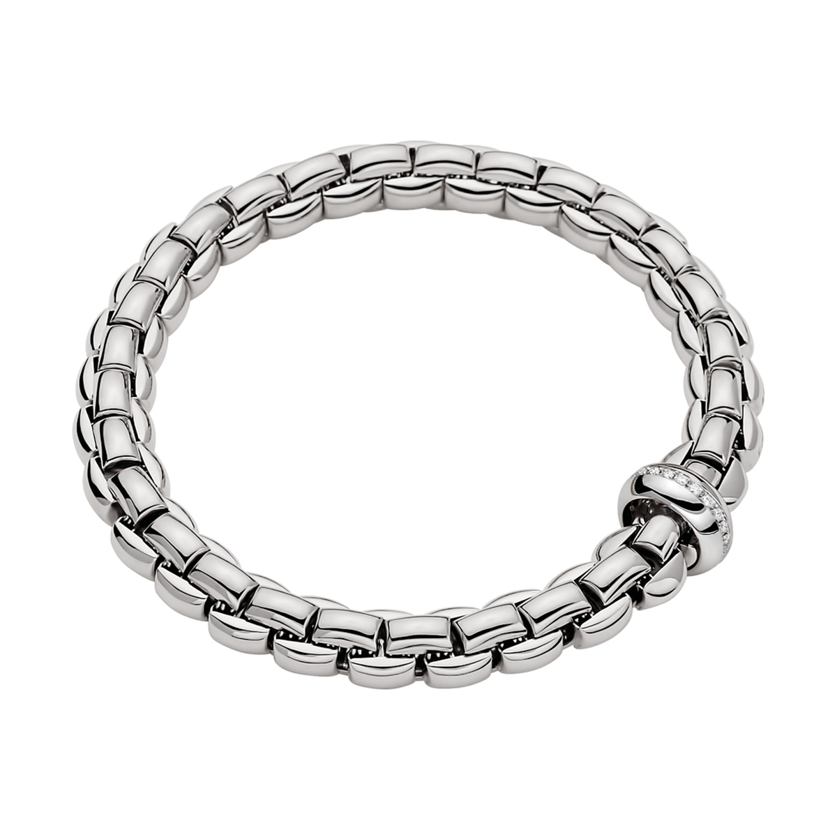 FOPE Eka 18ct White Gold Bracelet With Diamond Set Rondel - Berry's Jewellers