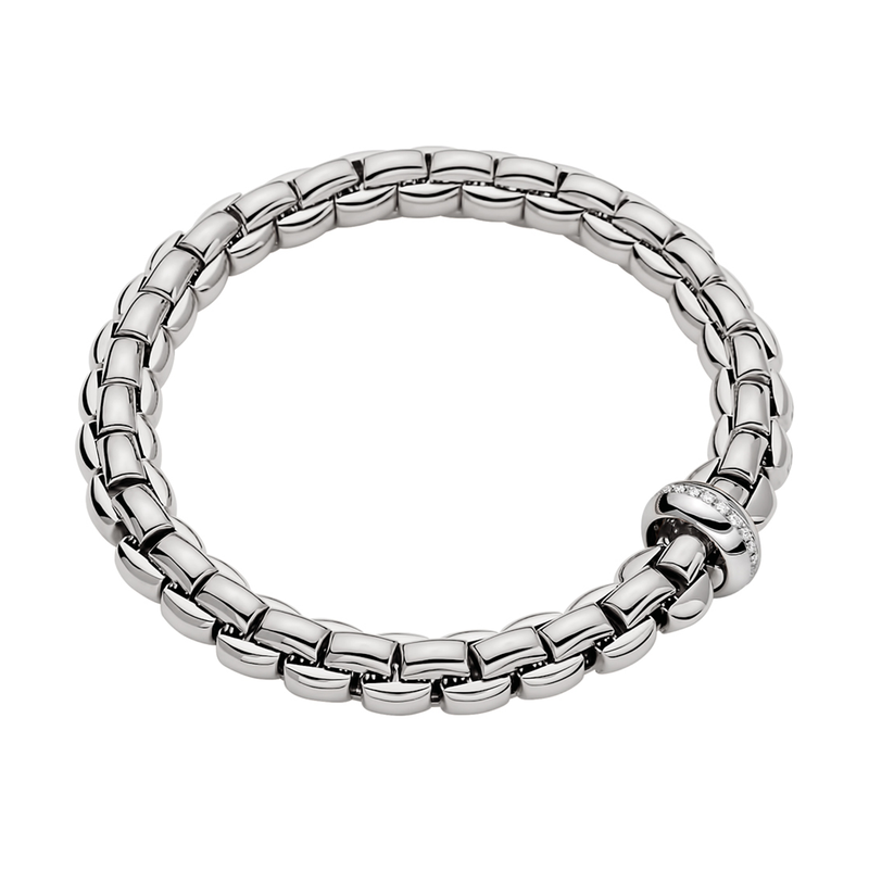 FOPE Eka 18ct White Gold Bracelet With Diamond Set Rondel - Berry's Jewellers
