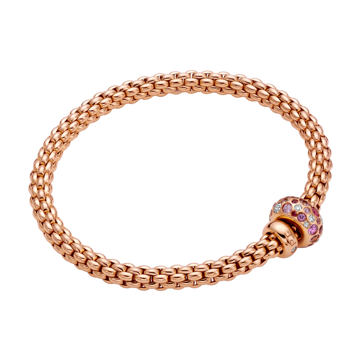 FOPE Solo 18ct Rose Gold Bracelet Set With Pink Sapphires & Diamonds - Berry's Jewellers