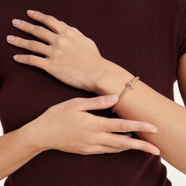 FOPE 18ct Rose Gold Solo Bubble Bracelet Set With Pink Sapphires & Diamonds - Berry's Jewellers