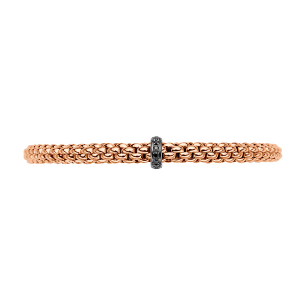 FOPE Solo 18ct Rose Gold Bracelet With Black Diamond Set Single Rondel - Berry's Jewellers