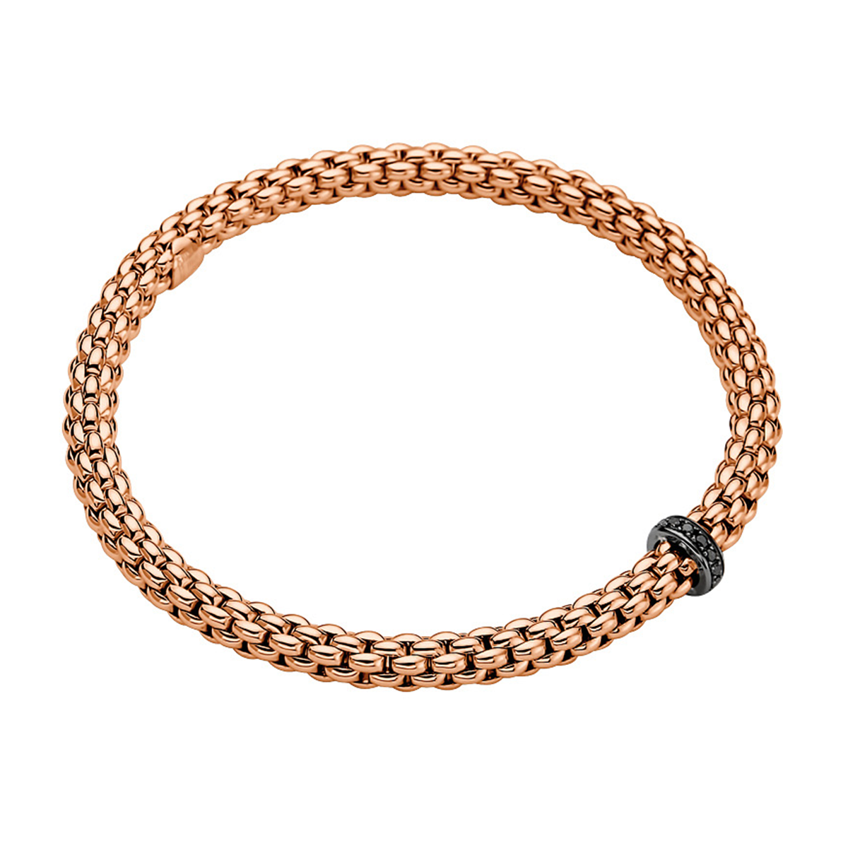 FOPE Solo 18ct Rose Gold Bracelet With Black Diamond Set Single Rondel - Berry's Jewellers
