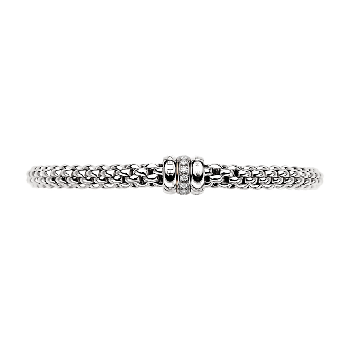 FOPE Solo 18ct White Gold Bracelet With Diamond Set And Plain Rondels - Berry's Jewellers
