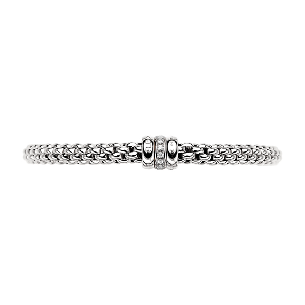 FOPE Solo 18ct White Gold Bracelet With Diamond Set And Plain Rondels - Berry's Jewellers