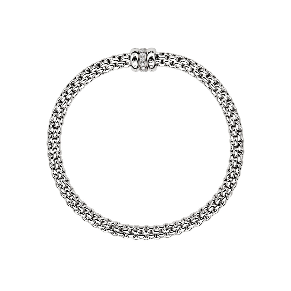 FOPE Solo 18ct White Gold Bracelet With Diamond Set And Plain Rondels - Berry's Jewellers