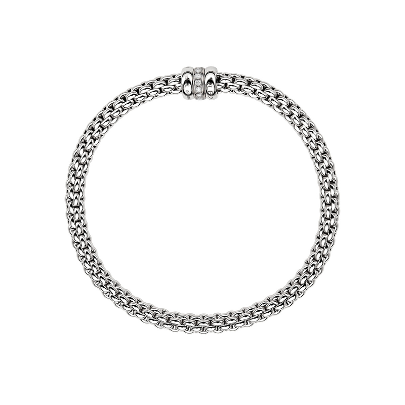 FOPE Solo 18ct White Gold Bracelet With Diamond Set And Plain Rondels - Berry's Jewellers
