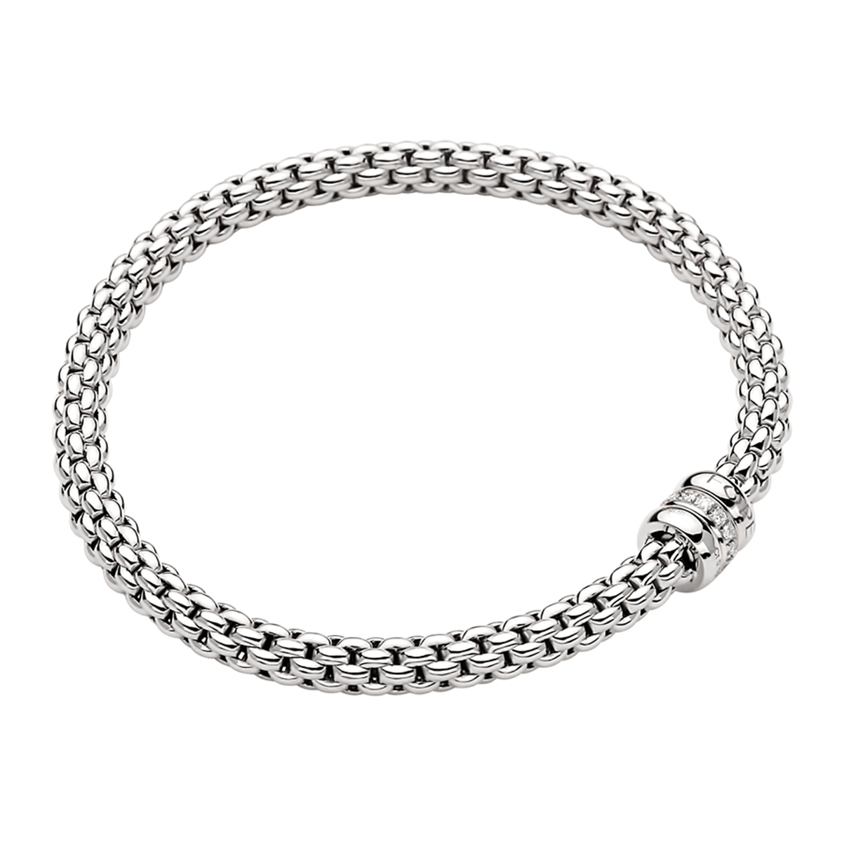 FOPE Solo 18ct White Gold Bracelet With Diamond Set And Plain Rondels - Berry's Jewellers