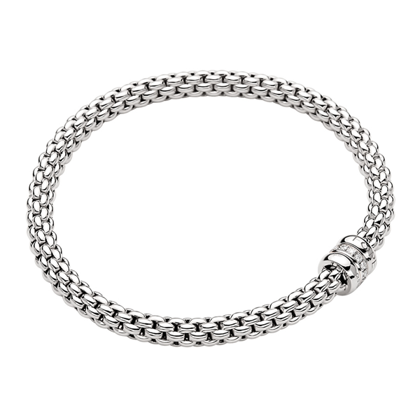 FOPE Solo 18ct White Gold Bracelet With Diamond Set And Plain Rondels - Berry's Jewellers