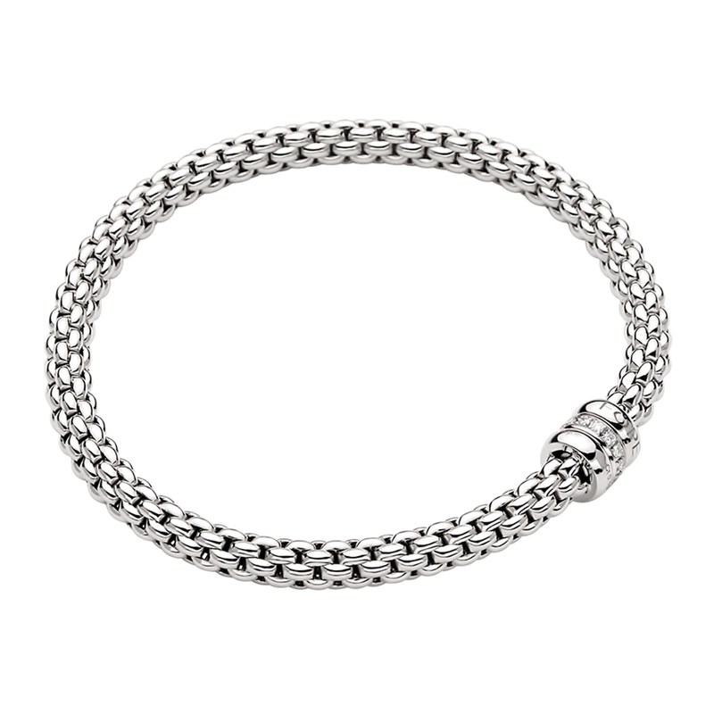 FOPE Solo 18ct White Gold Bracelet With Diamond Set And Plain Rondels - Berry's Jewellers