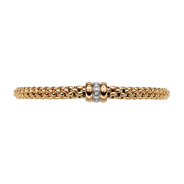 FOPE Solo 18ct Yellow Gold Bracelet With White Gold Plain & Diamond Set Rondels - Berry's Jewellers
