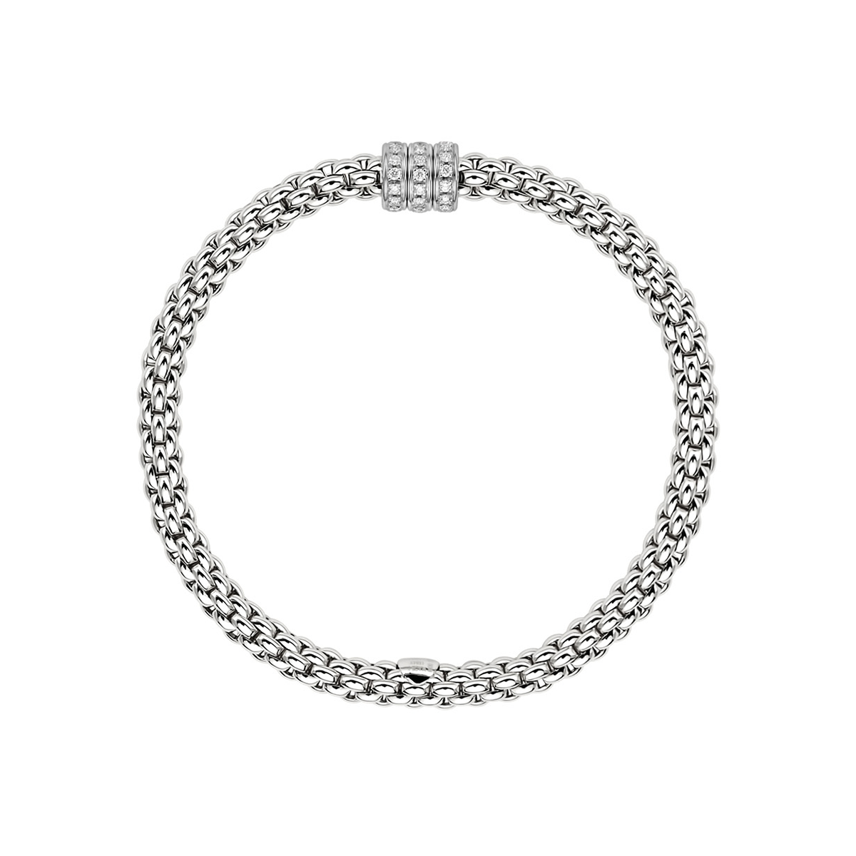 FOPE Solo 18ct White Gold Bracelet With Three Pavé Set Diamond Rondels - Berry's Jewellers